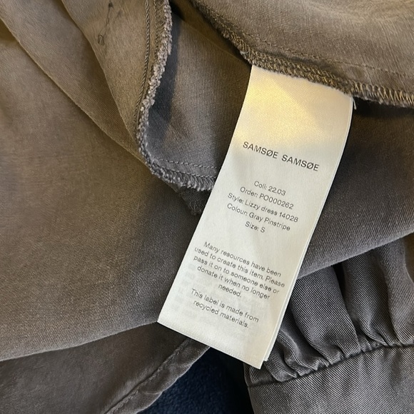 SAMSOE SAMSOE Lizzy Shirt Dress in Grey Long Puff Sleeve Drop Waist SzSmall - Picture 9 of 10